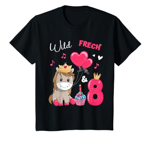Geburtstag Pferde - Wild Frech und 8 - Mädchen 8 Jahre T-Shirt Geburtstag Pferde - Wild Frech und 8 - Mädchen 8 Jahre T-Shirt von Geburtstag Pferde Mädchen Ponny Geburtstagsshirt