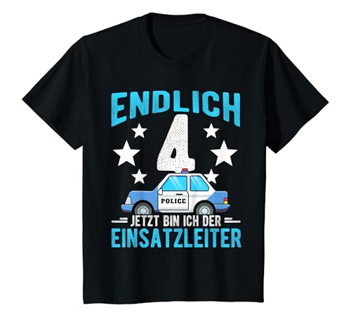 Kinder ENDLICH 4 JETZT BIN ICH DER EINSATZLEITER Polizei Geburtstag T-Shirt Kinder ENDLICH 4 JETZT BIN ICH DER EINSATZLEITER Polizei Geburtstag T-Shirt von Geburtstag Polizei Polizist Sirene Geschenk Design