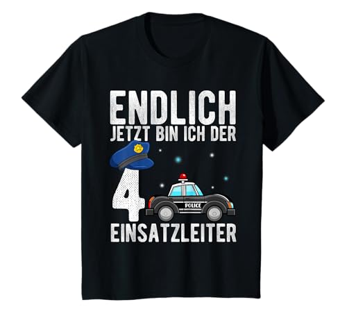 Kinder ENDLICH 4 JETZT BIN ICH DER EINSATZLEITER Polizei Polizist T-Shirt Kinder ENDLICH 4 JETZT BIN ICH DER EINSATZLEITER Polizei Polizist T-Shirt von Geburtstag Polizei Polizist Sirene Geschenk Design