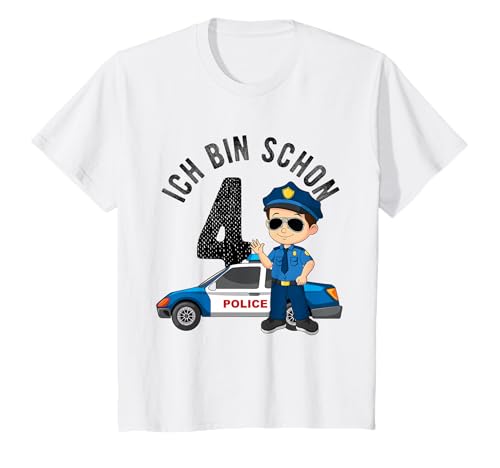 Kinder Ich Bin Schon 4. Geburtstag Polizei Verbrechen Polizist T-Shirt Kinder Ich Bin Schon 4. Geburtstag Polizei Verbrechen Polizist T-Shirt von Geburtstag Polizei Polizist Sirene Geschenk Design