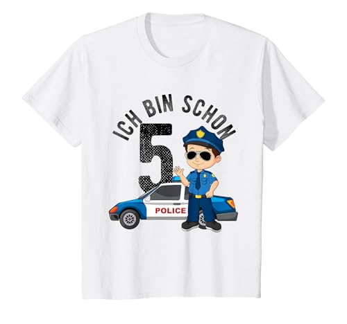Kinder Ich Bin Schon 5. Geburtstag Polizei Verbrechen Polizist T-Shirt Kinder Ich Bin Schon 5. Geburtstag Polizei Verbrechen Polizist T-Shirt von Geburtstag Polizei Polizist Sirene Geschenk Design