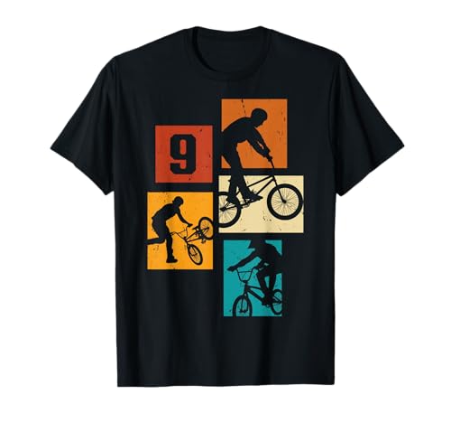 9. Geburtstag Junge Cooles BMX Fahrrad für Jungen BMX-Fans T-Shirt von Geburtstag Retro BMX Junge Fahrrad Geschenk