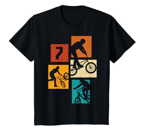 Kinder 7. Geburtstag Junge Cooles BMX Fahrrad für Jungen BMX-Fans T-Shirt von Geburtstag Retro BMX Junge Fahrrad Geschenk
