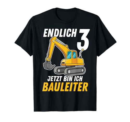 Kinder 3 Geburtstag Junge Deko Bagger Geburtstag 3 Jahre T-Shirt von Geburtstag Shirt Co.