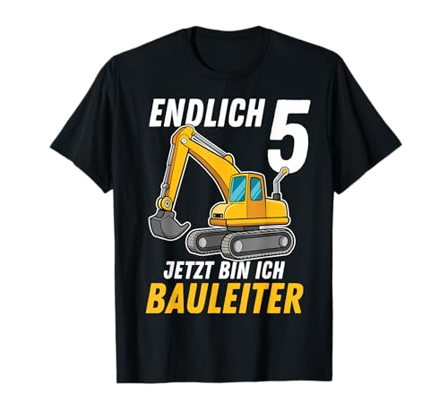 Kinder 5 Geburtstag Junge Deko Bagger Geburtstag 5 Jahre T-Shirt von Geburtstag Shirt Co.