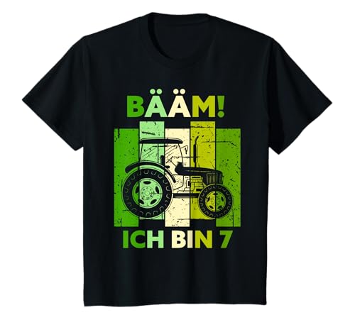 Kinder Bääm! Ich bin 7 Sieben Jahre Junge 7. Geburtstag Traktor T-Shirt von Geburtstag Sprüche & Geschenke