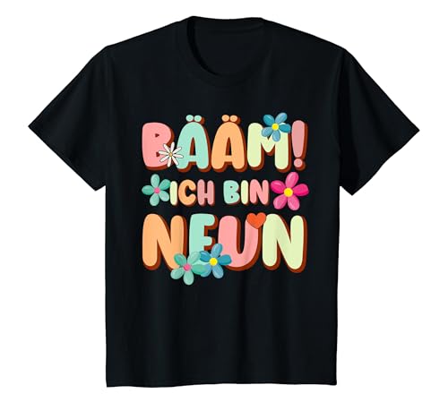 Kinder Bääm! Ich bin Neun 9 Jahre Mädchen 9. Geburtstag T-Shirt von Geburtstag Sprüche & Geschenke