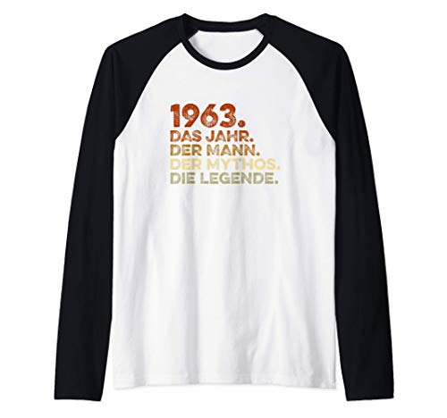 Herren Geburtstag Geschenk Jahrgang 1963. Mann Mythos Legende Raglan Herren Geburtstag Geschenk Jahrgang 1963. Mann Mythos Legende Raglan von Geburtstag T-Shirt Besonderer Jahrgang 1963