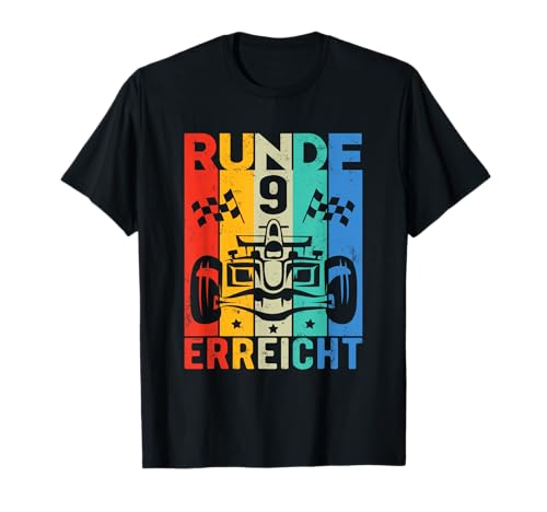 9 Geburtstag Junge Mädchen Rennwagen Rennsport Motorsport T-Shirt von Geburtstag T-Shirt Geschenk für Jungen & Mädchen