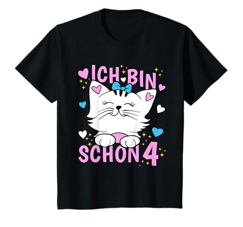 Kinder Ich bin schon 4 Jahre alt Mädchen Geburtstag Outfit Katze T-Shirt Kinder Ich bin schon 4 Jahre alt Mädchen Geburtstag Outfit Katze T-Shirt von Geburtstag T-Shirt Geschenke für Mädchen 4 Jahre