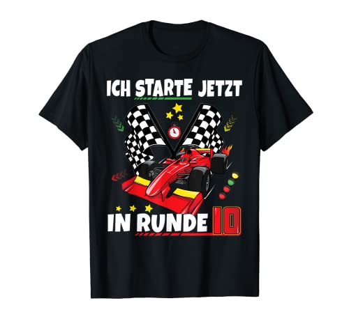 10 Geburtstag Junge Mädchen Rennwagen Rennsport Motorsport T-Shirt von Geburtstag T-Shirt Geschenke für Jungen & Mädchen