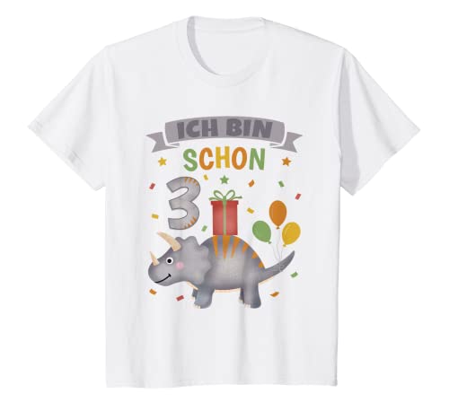 Kinder 3 Geburtstag Junge Mädchen 3 Jahre alt Dinosaurier Dino T-Shirt von Geburtstag T-Shirt Geschenke für Jungen & Mädchen