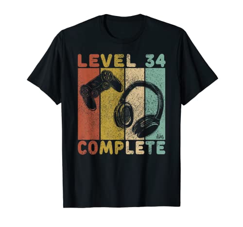 Herren 34. Geburtstag Männer Shirt Gamer TShirt Level 34 Complete T-Shirt von Geburtstag T-Shirts Kinder & Erwachsene by KaMi