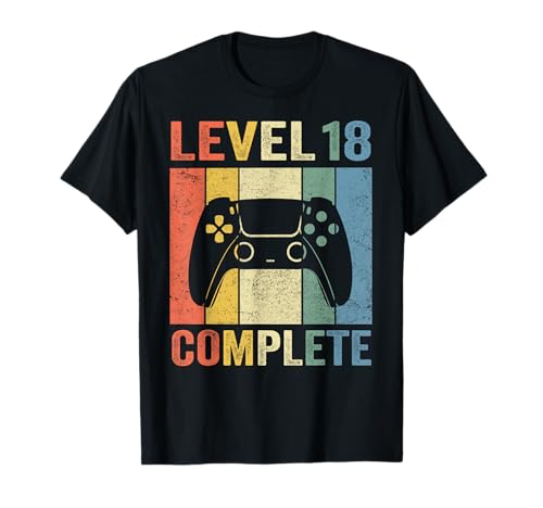 18. Geburtstag Jungen Shirt Gamer TShirt Level 18 Complete T-Shirt von Geburtstag T-Shirts Kinder & Herren