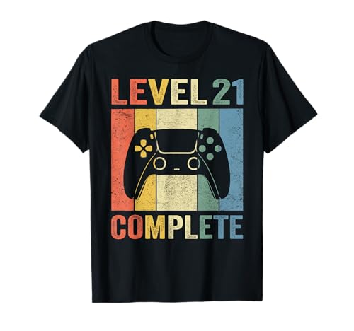 21. Geburtstag Männer Gamer Level 21 Complete 21 Jahre T-Shirt von Geburtstag T-Shirts Kinder & Herren