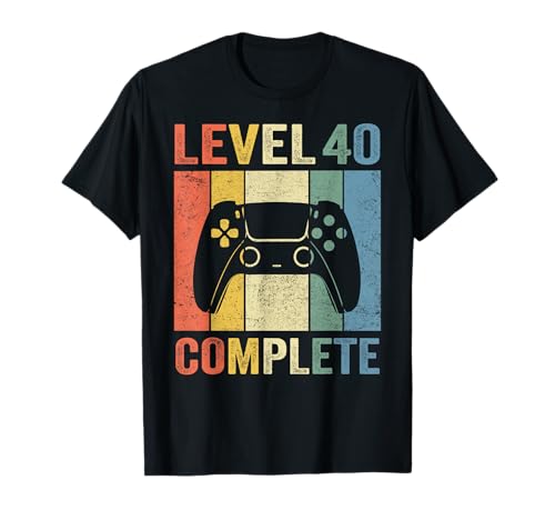 40. Geburtstag Männer Shirt Gamer TShirt Level 40 Complete T-Shirt von Geburtstag T-Shirts Kinder & Herren