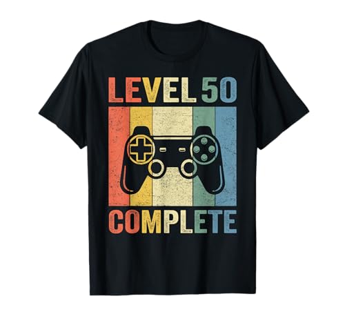 50. Geburtstag Männer Gamer Level 50 Complete 50 Jahre T-Shirt von Geburtstag T-Shirts Kinder & Herren