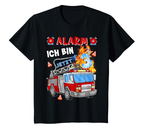 Kinder 3 Geburtstag Junge Mädchen Feuerwehr Geschenke Feuerwehrauto T-Shirt von Geburtstag Tshirt Junge Mädchen Feuerwehrauto
