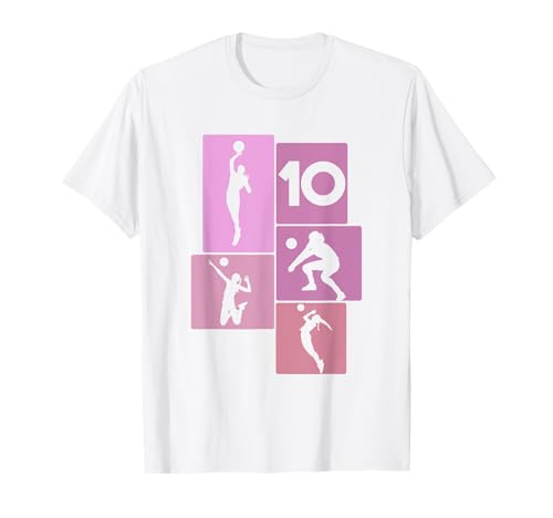 10. Geburtstag Volleyball 10 Jahre Mädchen Retro Spielerin T-Shirt von Geburtstag Volleyball Frauen Mädchen Geschenk