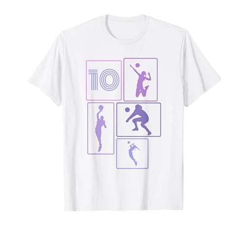 10. Geburtstag Volleyball 10 Jahre Mädchen Retro Spielerin T-Shirt von Geburtstag Volleyball Frauen Mädchen Geschenk