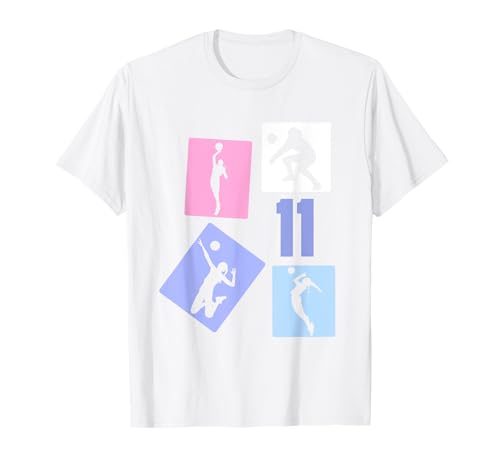 11. Geburtstag Volleyball 11 Jahre Mädchen Retro Spielerin T-Shirt von Geburtstag Volleyball Frauen Mädchen Geschenk