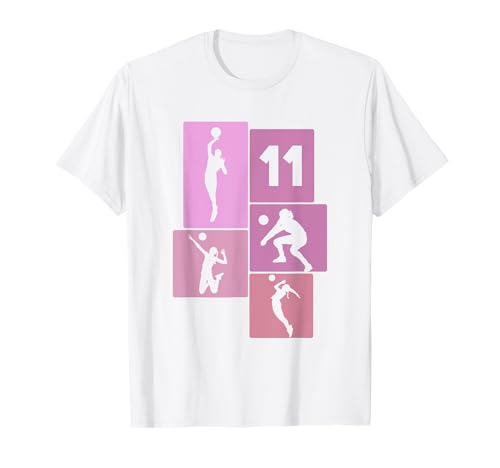 11. Geburtstag Volleyball 11 Jahre Mädchen Retro Spielerin T-Shirt von Geburtstag Volleyball Frauen Mädchen Geschenk