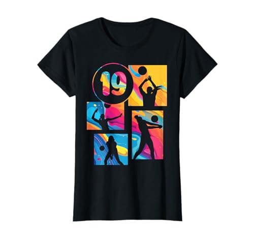 19. Geburtstag Volleyball 19 Jahre Frauen Retro Spielerin T-Shirt von Geburtstag Volleyball Frauen Mädchen Geschenk