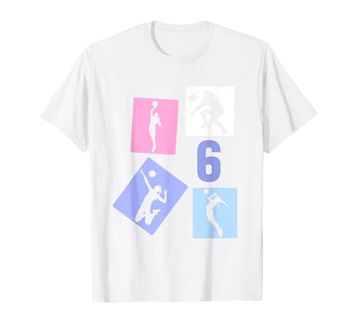 6. Geburtstag Volleyball 6 Jahre Mädchen Retro Spielerin T-Shirt von Geburtstag Volleyball Frauen Mädchen Geschenk