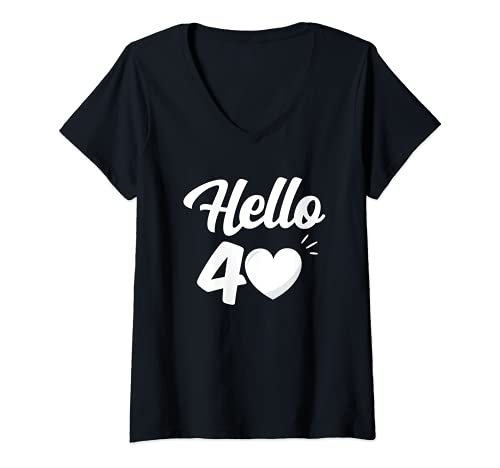 Damen Hallo 40 Jahre alt Vierzig 40. Geburtstag Vierzigster Mama T-Shirt mit V-Ausschnitt Damen Hallo 40 Jahre alt Vierzig 40. Geburtstag Vierzigster Mama T-Shirt mit V-Ausschnitt von Geburtstag feiern Geburtstagsparty Jahrestag