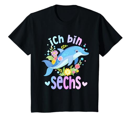 Geburtstag 6 Delfin Mädchen Sechs 6 Jahre Unterwasserwelt T-Shirt von Geburtstage Delfin Party Unterwasserwelt