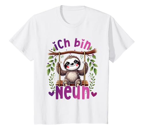 Geburtstag 9 Faultier Mädchen Neun 9 Jahre alt Faultier T-Shirt Geburtstag 9 Faultier Mädchen Neun 9 Jahre alt Faultier T-Shirt von Geburtstage Faultier Party 9 Jahre alt