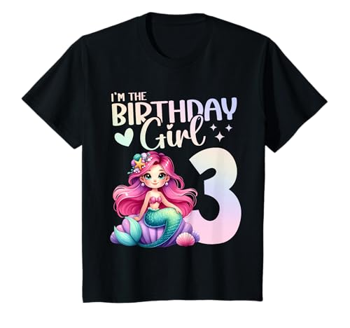 Geburtstag 3 Meerjungfrau Mädchen Drei 3 Jahre alt T-Shirt von Geburtstage Meerjungfrau Party Unterwasserwelt