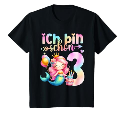 Geburtstag 3 Meerjungfrau Mädchen Drei 3 Jahre alt T-Shirt von Geburtstage Meerjungfrau Party Unterwasserwelt