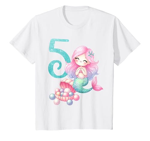 Kinder 5. Geburtstag Meerjungfrau Mädchen 5 Jahre Fünf Endlich 5 Geburtstag T-Shirt Kinder 5. Geburtstag Meerjungfrau Mädchen 5 Jahre Fünf Endlich 5 Geburtstag T-Shirt von Kids Birthday Mermaid Girl Underwater Party Outfit