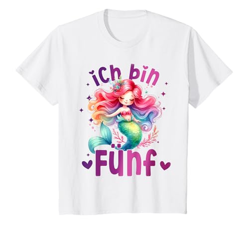 Geburtstag 5 Meerjungfrau Mädchen Fünf 5 Jahre alt T-Shirt von Geburtstage Meerjungfrau Party Unterwasserwelt