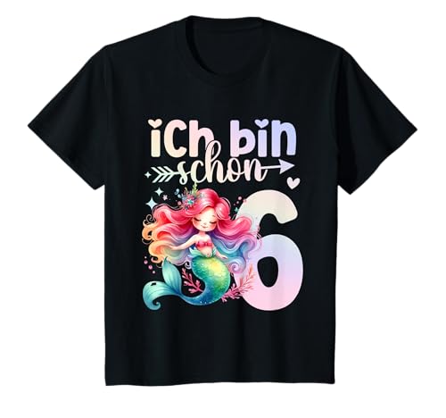 Geburtstag 6 Meerjungfrau Mädchen Sechs 6 Jahre alt T-Shirt von Geburtstage Meerjungfrau Party Unterwasserwelt