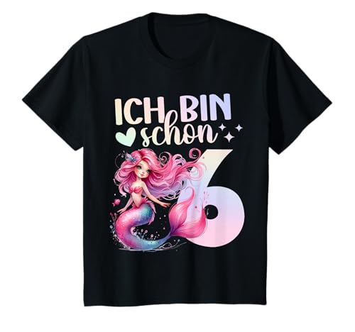 Geburtstag 6 Meerjungfrau Mädchen Sechs 6 Jahre alt T-Shirt von Geburtstage Meerjungfrau Party Unterwasserwelt