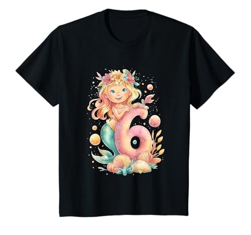 Geburtstag 6 Meerjungfrau Mädchen Sechs Jahre alt T-Shirt von Geburtstage Meerjungfrau Party Unterwasserwelt