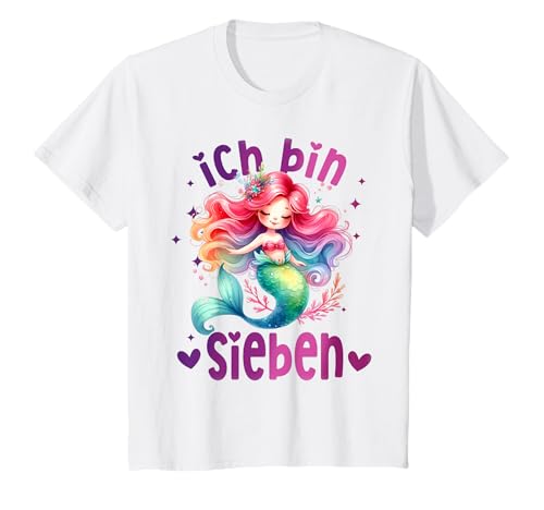 Geburtstag 7 Meerjungfrau Mädchen 7 Jahre alt T-Shirt von Geburtstage Meerjungfrau Party Unterwasserwelt