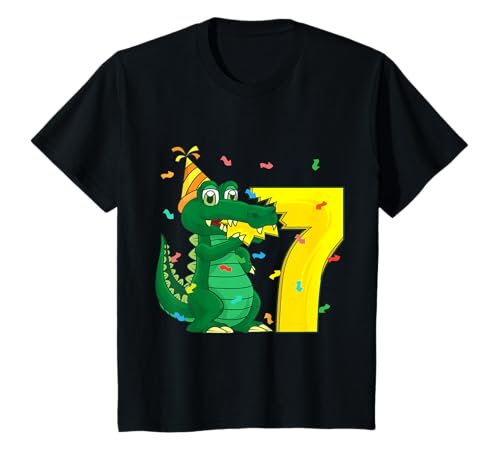 Krokodil 7. Geburtstag Junge Mädchen Geschenk T-Shirt Krokodil 7. Geburtstag Junge Mädchen Geschenk T-Shirt von Geburtstage Tiere Geschenke