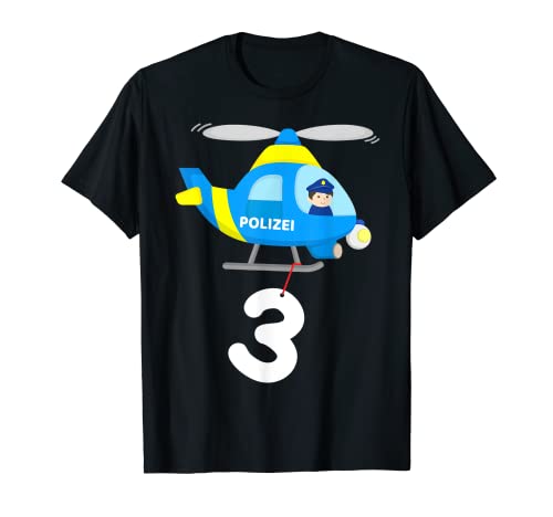 Polizeihubschrauber 3. Geburtstag Polizei Helikopter Jungen T-Shirt Polizeihubschrauber 3. Geburtstag Polizei Helikopter Jungen T-Shirt von Geburtstags Designs mit Polizei-Motiven für Kinder