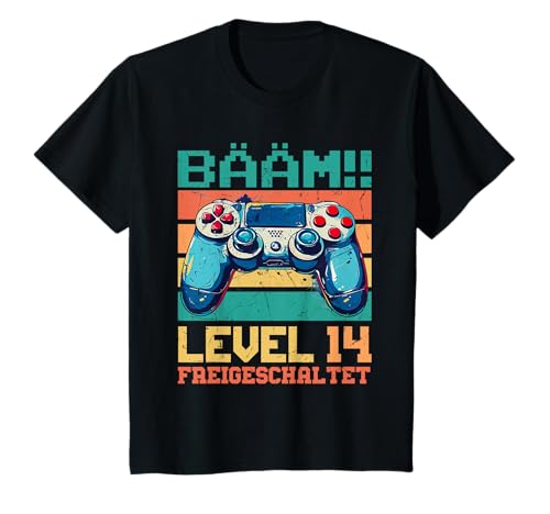 Videospieler BÄÄM LEVEL 14 FREIGESCHALTET Lustiges Kinder T-Shirt von Geburtstags Geschenk Gamer Kind Shirt Gaming