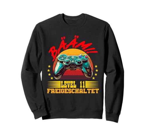 Videospieler BÄÄM Level 11 FREIGESCHALTET Lustiges Kinder Sweatshirt von Geburtstags Geschenk Gamer Kind Shirt Gaming