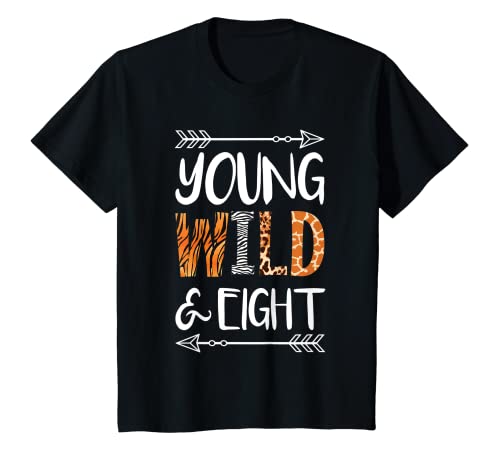 Kinder Kinder 8. Geburtstag Mädchen Young Wild and eight T-Shirt von Geburtstags Kinder Design für Jungen & Mädchen