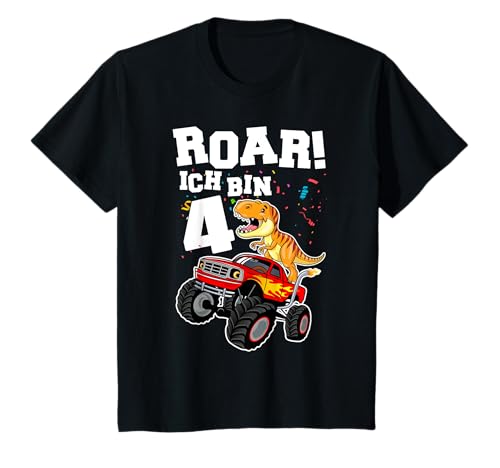 Roar Ich bin 4 Dinosaurier T-Rex Geburtstag Jungen Mädchen T-Shirt von Geburtstags Kinder Design für Jungen & Mädchen