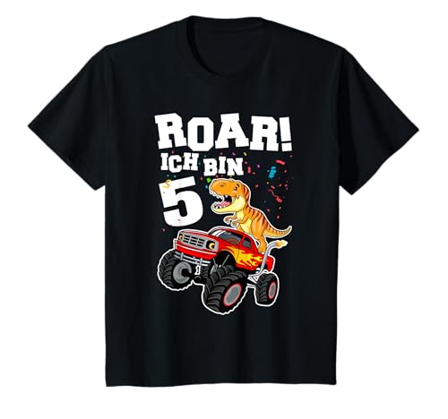 Kinder Roar Ich bin 5 Dinosaurier T-Rex Geburtstag Jungen Mädchen T-Shirt von Geburtstags Kinder Design für Jungen & Mädchen