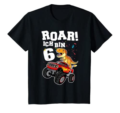 Kinder Roar Ich bin 6 Dinosaurier T-Rex Geburtstag Jungen Mädchen T-Shirt von Geburtstags Kinder Design für Jungen & Mädchen