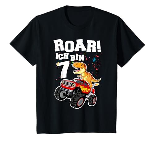 Roar Ich bin 7 Dinosaurier T-Rex Geburtstag Jungen Mädchen T-Shirt von Geburtstags Kinder Design für Jungen & Mädchen