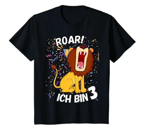 Löwe Kinder 3. Geburtstag Roar Ich bin 3 Jahre Löwen T-Shirt Löwe Kinder 3. Geburtstag Roar Ich bin 3 Jahre Löwen T-Shirt von Geburtstags Kinder Geschenk für Mädchen & Junge