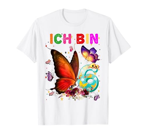 6. Geburtstag Mädchen Schmetterlinge 6 Jahre alt Mädchen Schmetterling T-Shirt 6. Geburtstag Mädchen Schmetterlinge 6 Jahre alt Mädchen Schmetterling T-Shirt von Geburtstags-Schmetterlinge